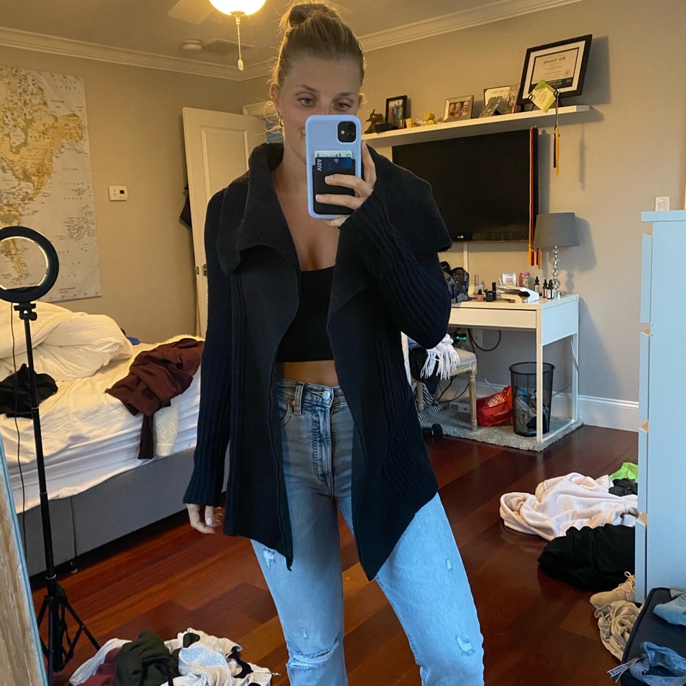 Open black sweater